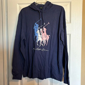 Polo Ralph Lauren NWT mens blue polo player graphic lightweight hoodie